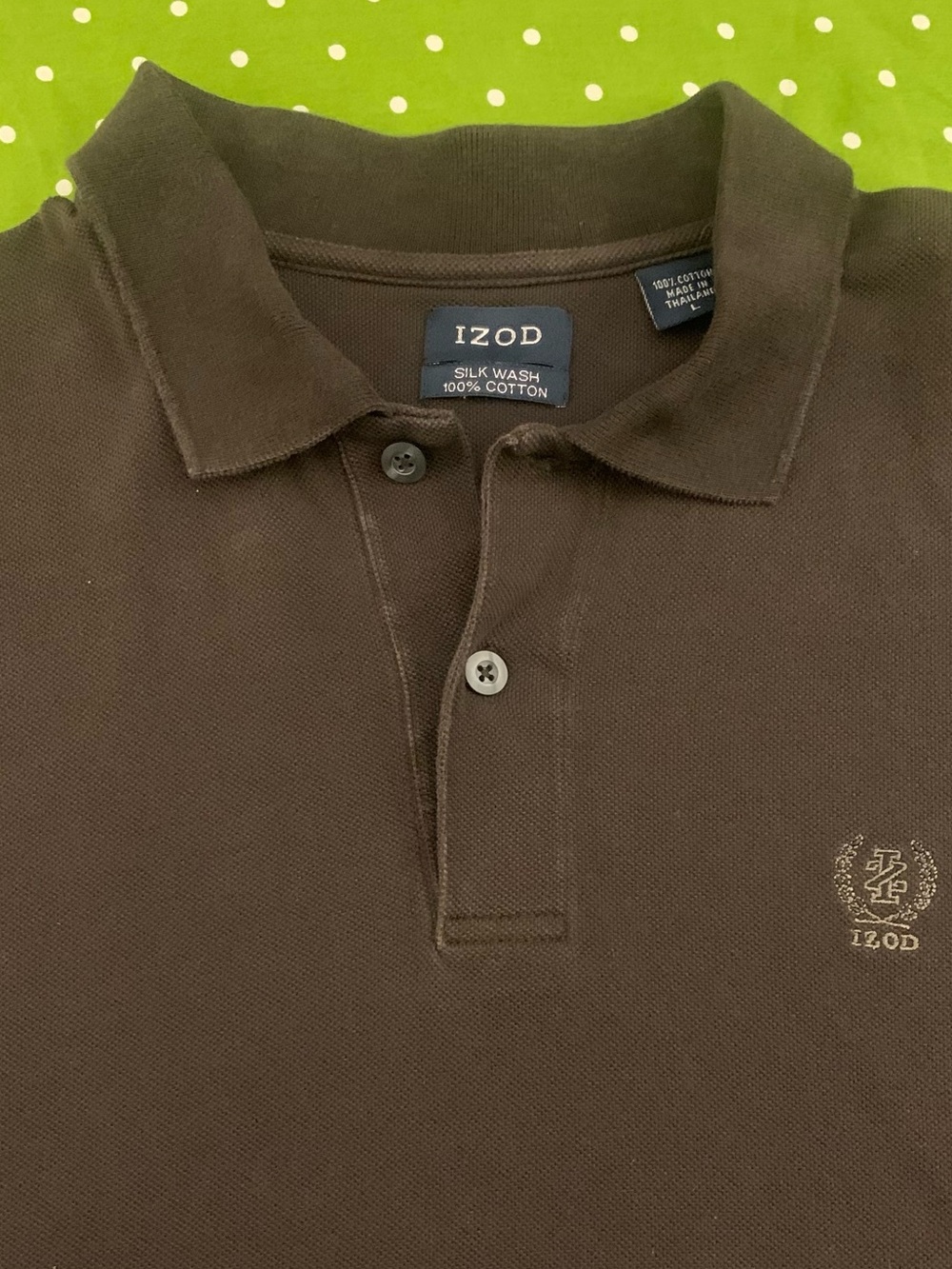 IZOD SS Silk Wash 100% Cotton Brown Polo